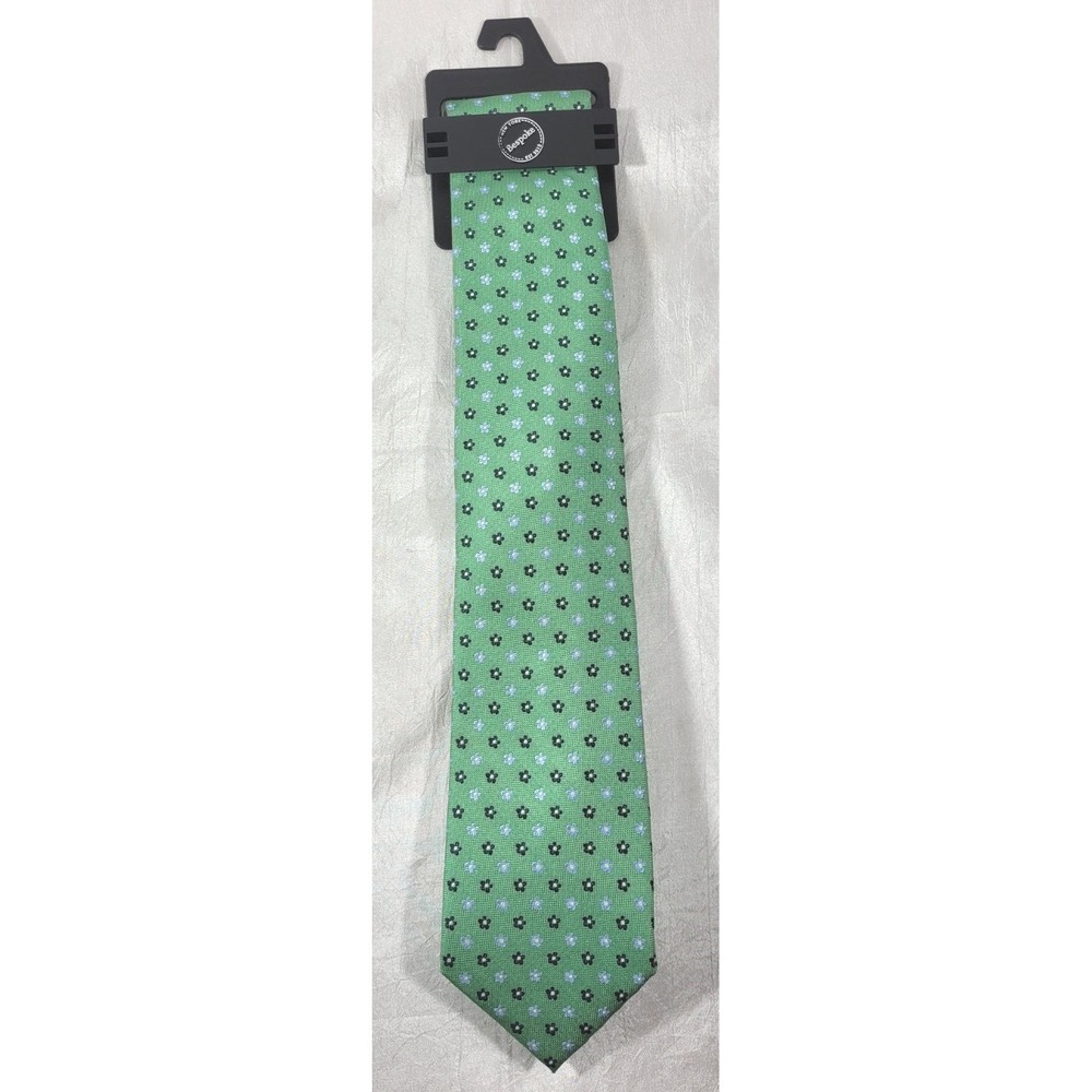 Bespoke Men's Polyester Green Floral Necktie